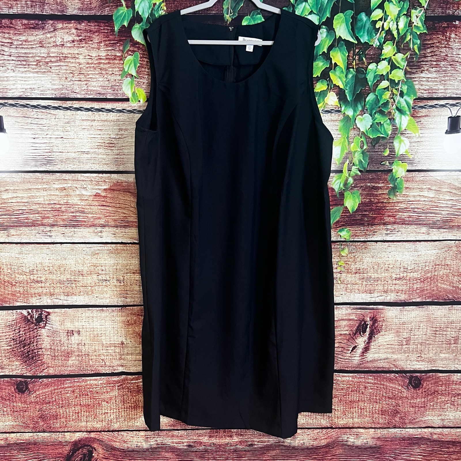 Vintage Roamans Sleeveless Midi Dress Size 26w Plus Black Classy Business Casual
